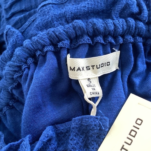 Max Studio Cobalt Blue Gauzy tiered Sleeveless Dress w/Tie Front Small NWT - Picture 12 of 14